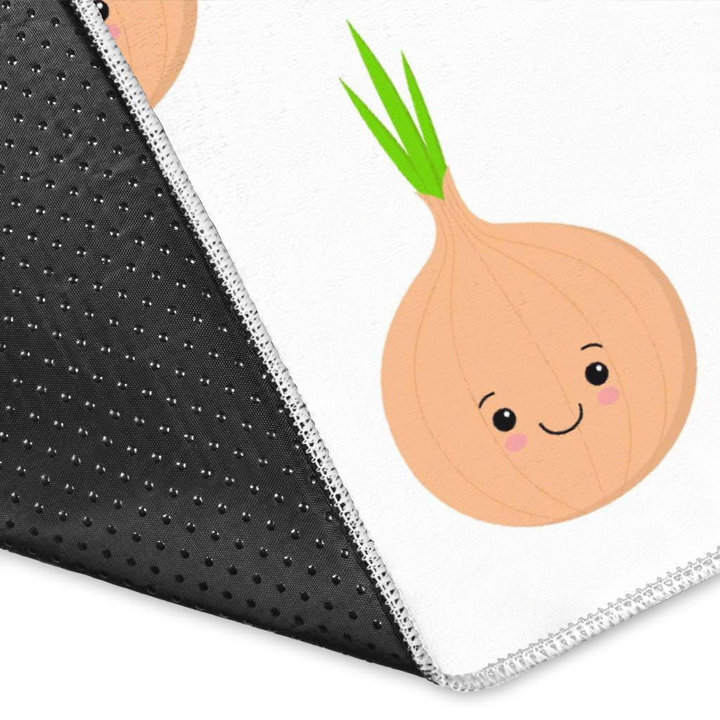 cute onions smiling faces Area Rug