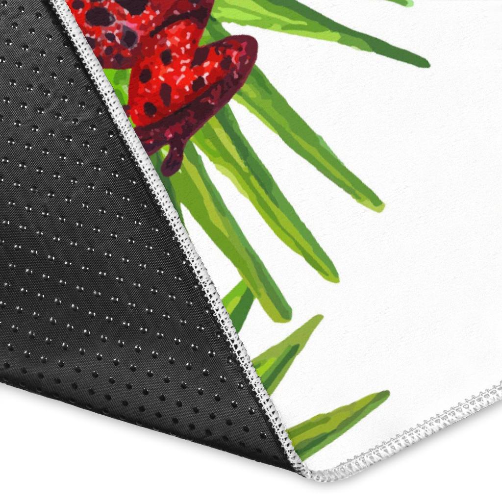Green Red Frog Pattern Area Rug