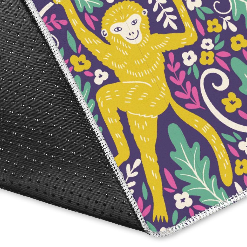 Cute yellow monkey leaves pattern Area Rug