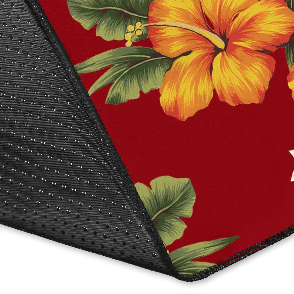 Orange Hibiscus Pattern Print Design HB026 Area Rugs