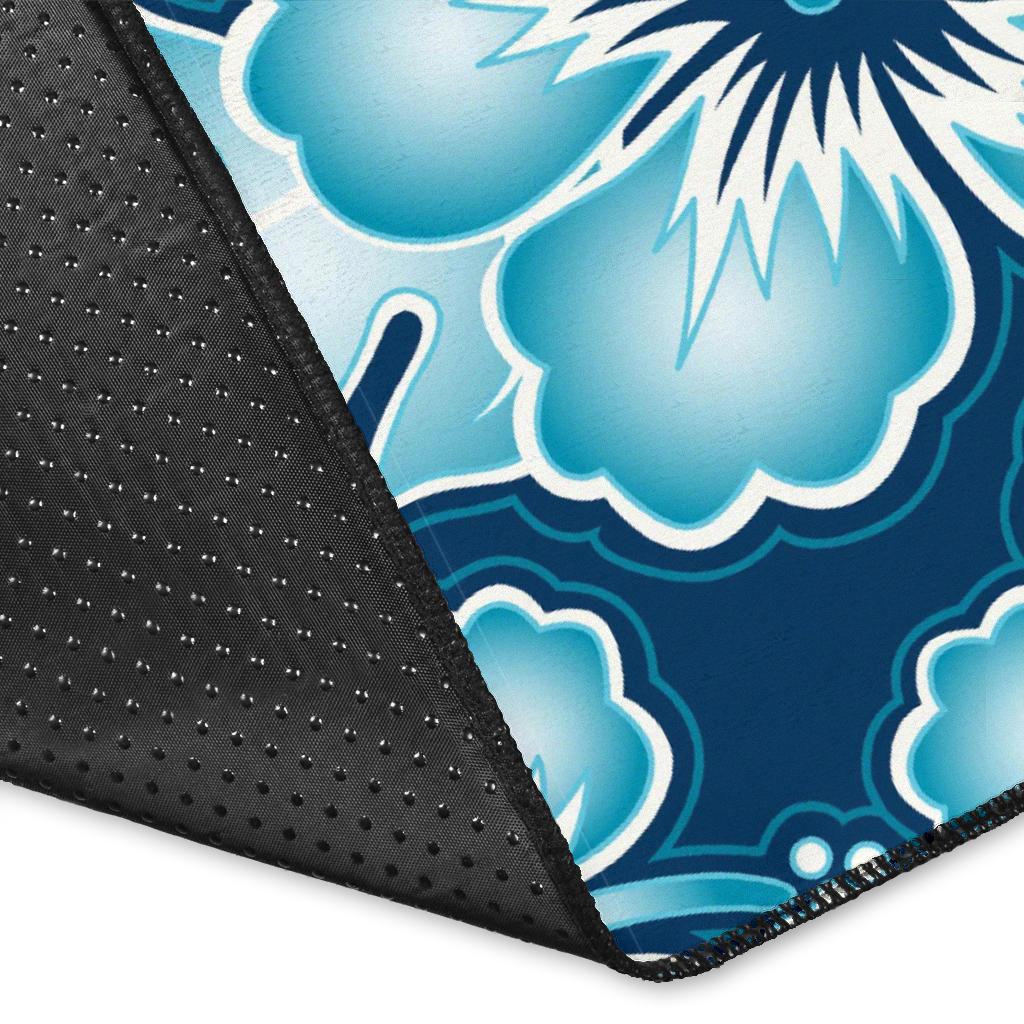 Blue Hibiscus Pattern Print Design HB011 Area Rugs
