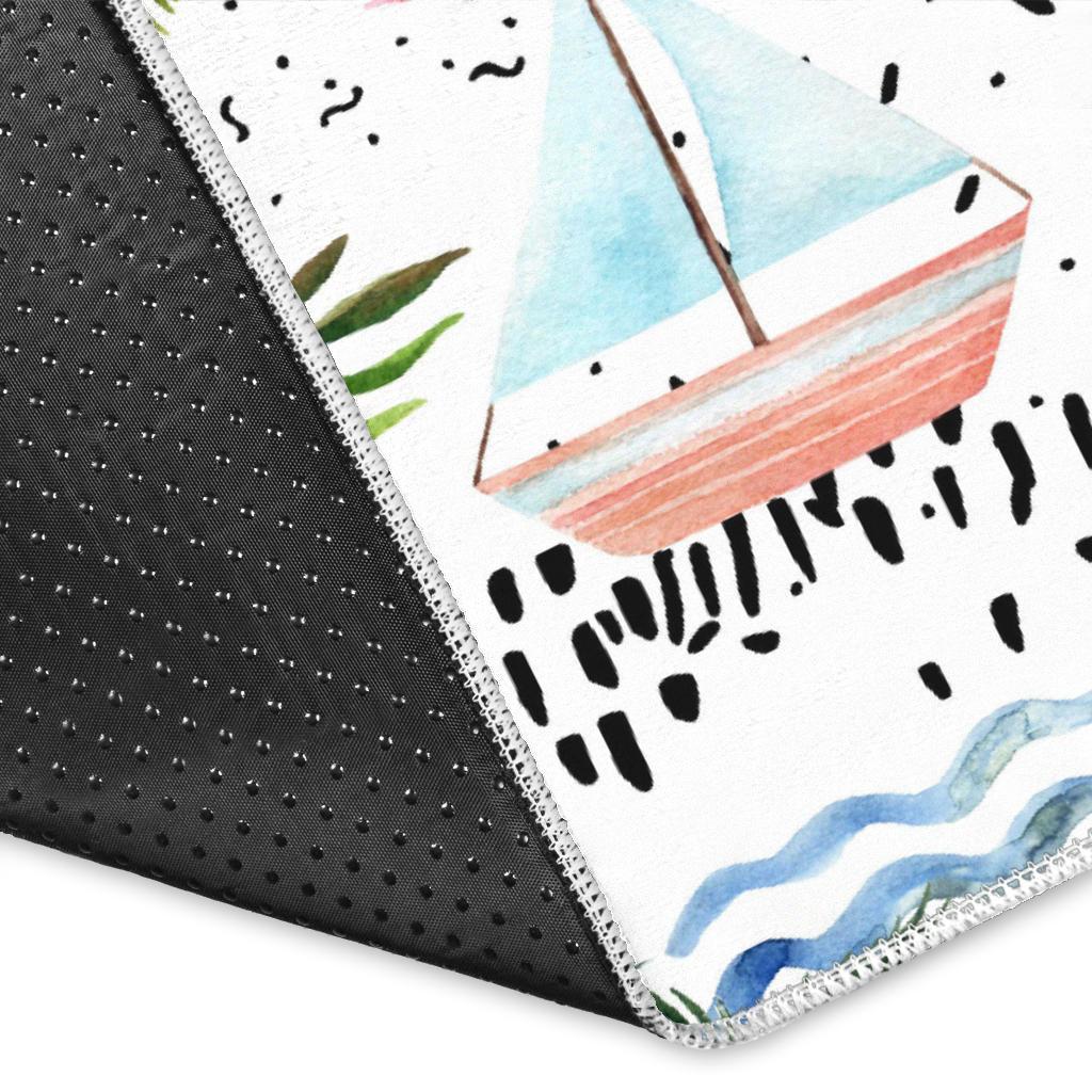 Sailboat Pattern Theme Area Rug