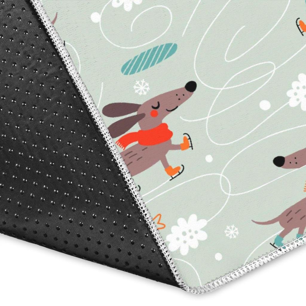 Dachshund Skating Pattern Area Rug