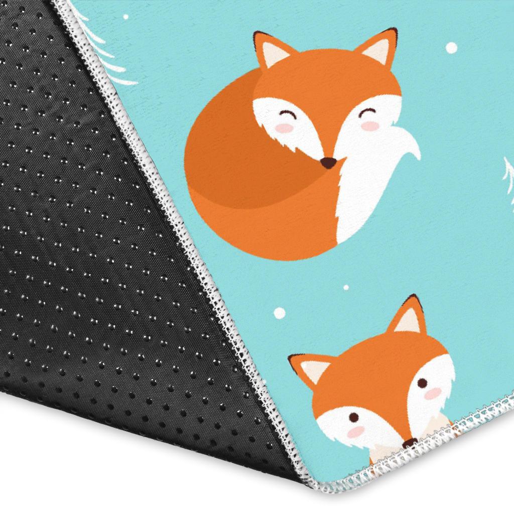 Fox pattern blue b ackground Area Rug