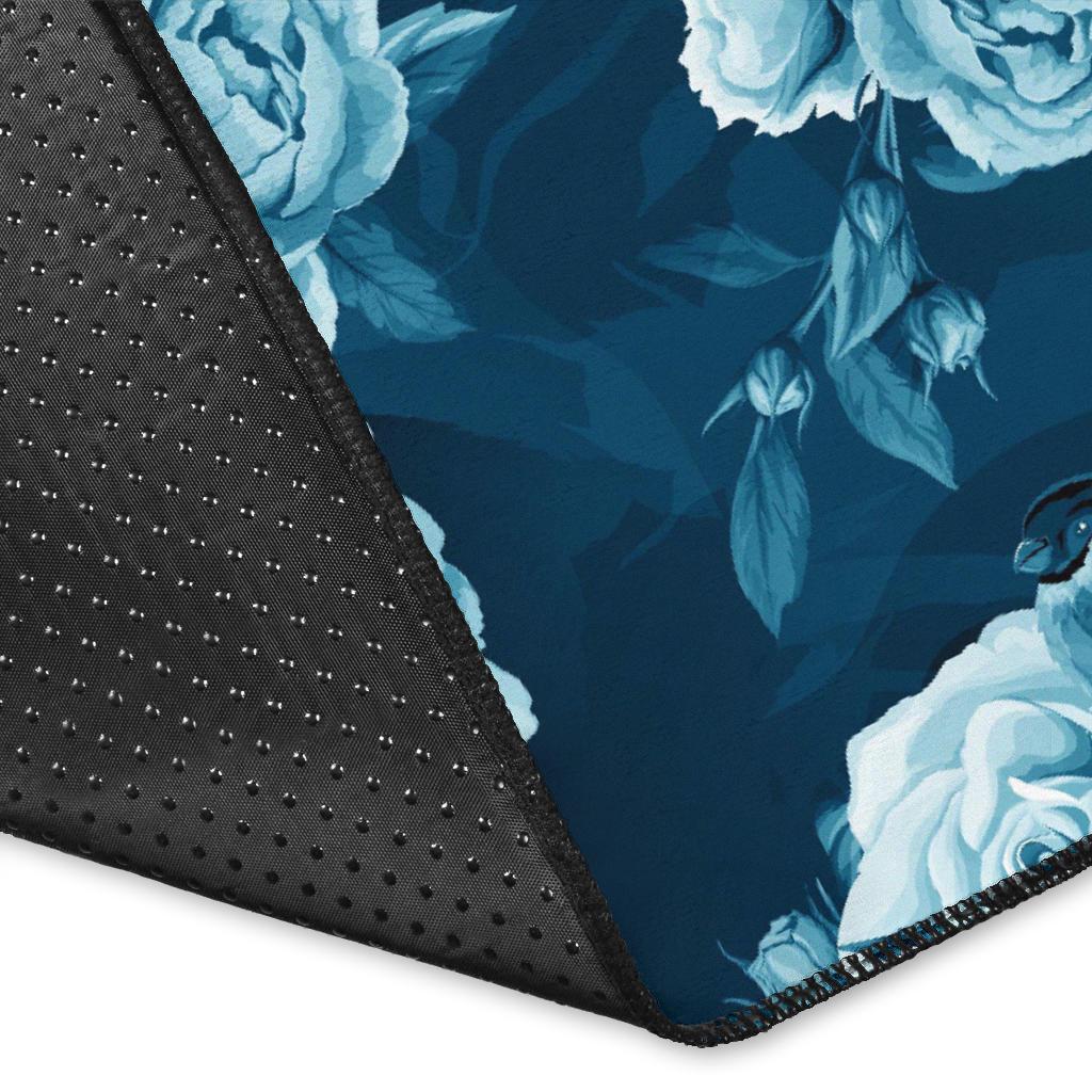 Rose Blue Pattern Print Design RO014 Area Rugs