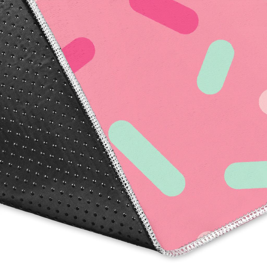 Pink donut glaze candy pattern Area Rug