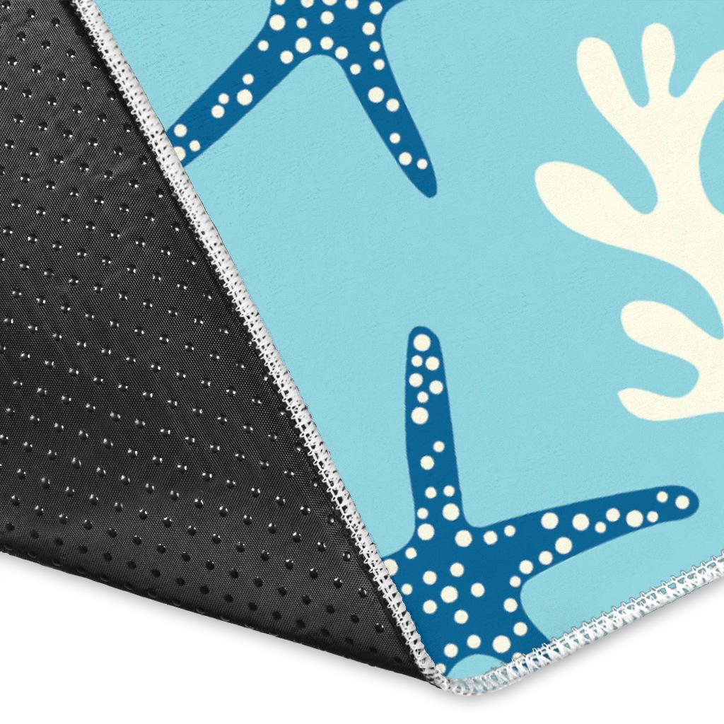 Blue starfish coral reef pattern Area Rug