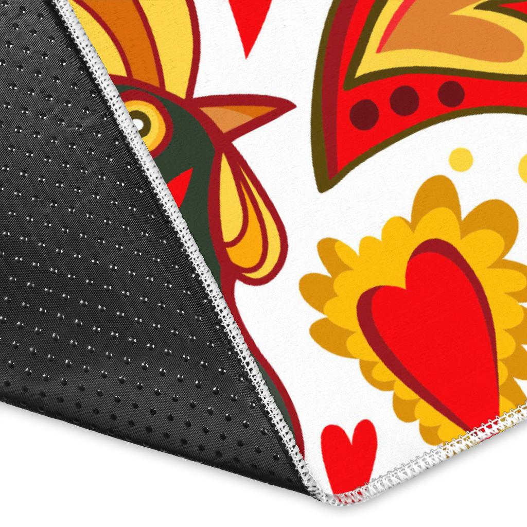 Colorful Rooster Chicken Guitar Pattern Area Rug