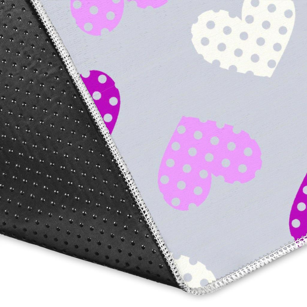 Heart Purple Pokka Dot Pattern Area Rug