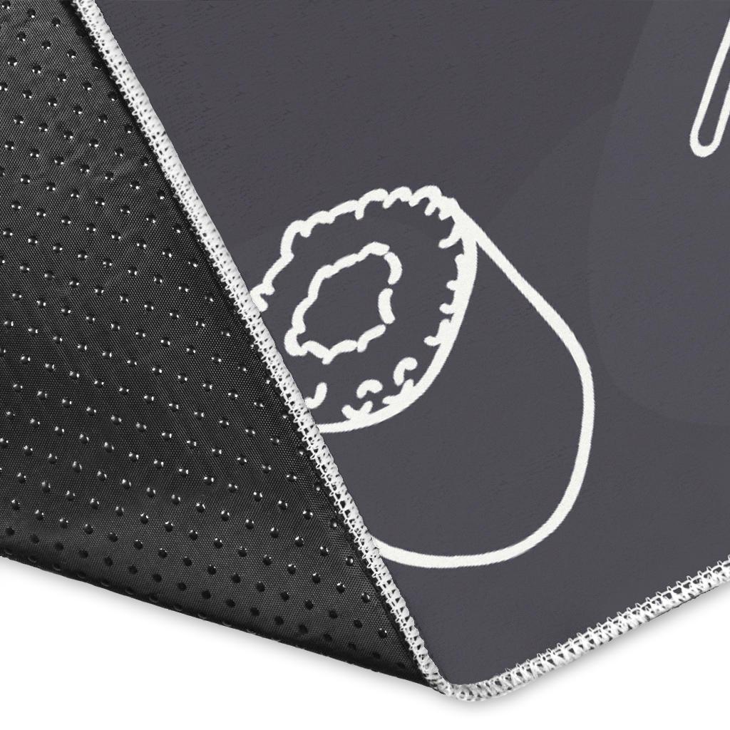 sushi pattern black background Area Rug