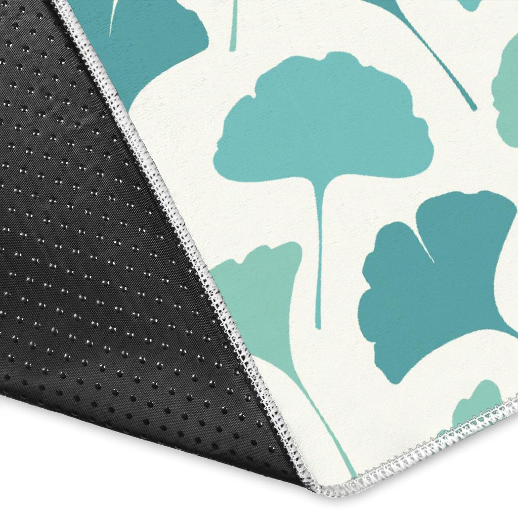 Green ginkgo leaves pattern Area Rug