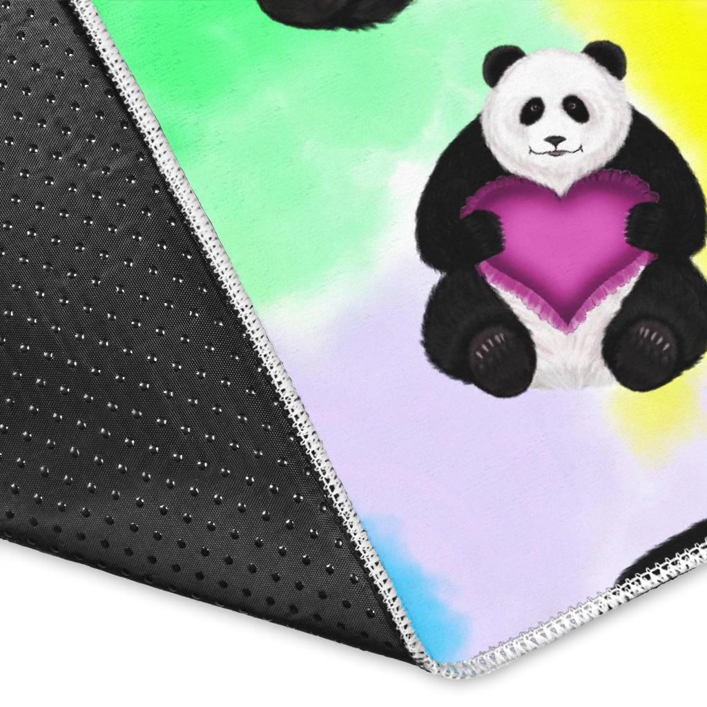 Panda Cute Heart Pattern Area Rug