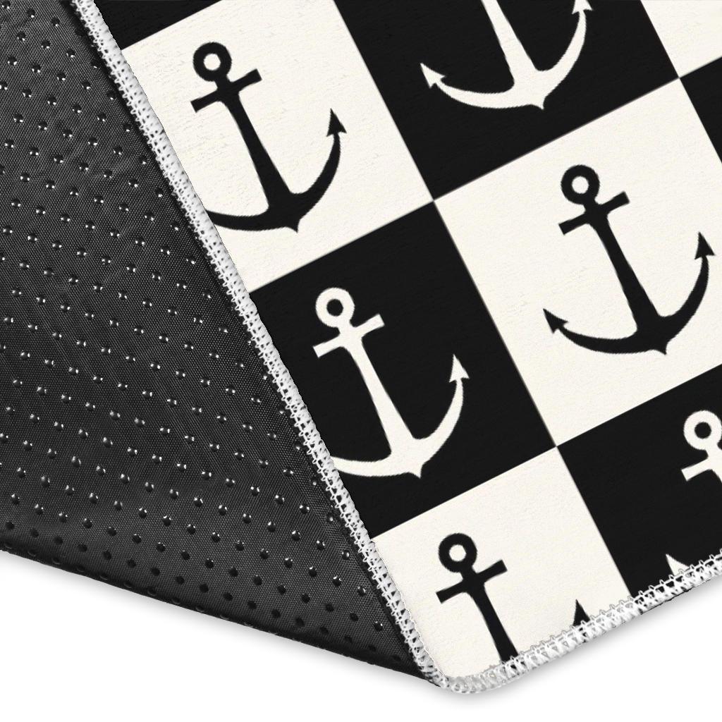 Anchor Black and White Patter Area Rug
