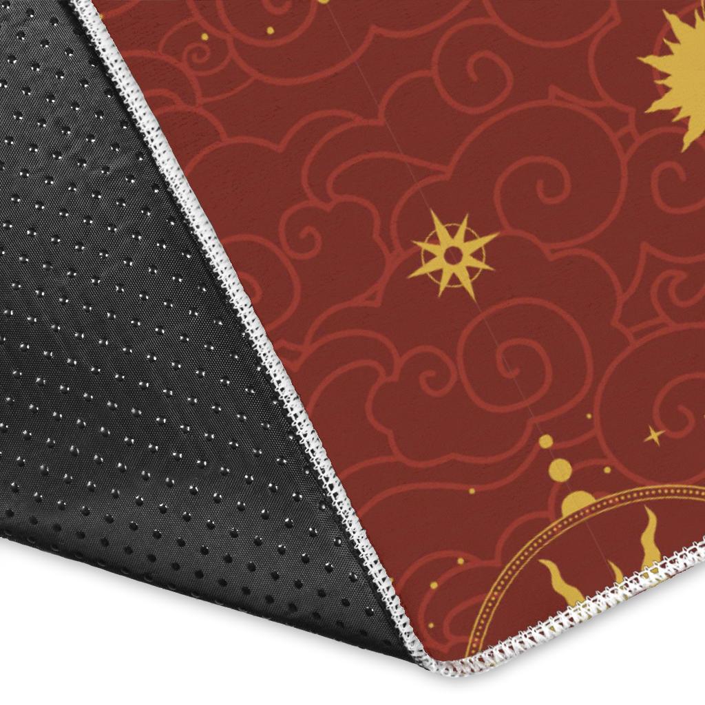 Sun Pattern Red Background Area Rug