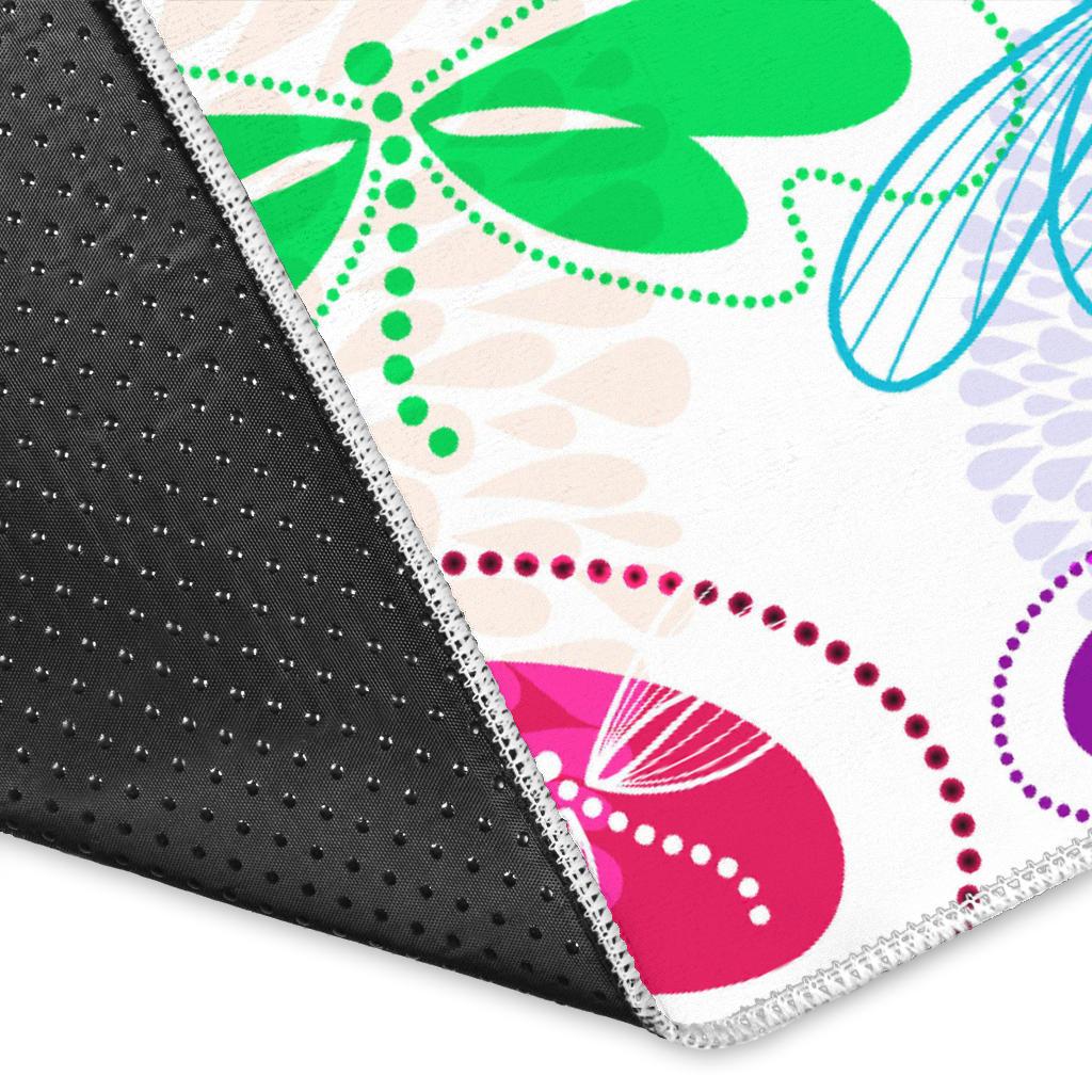 Colorful Dragonfly Pattern Area Rug