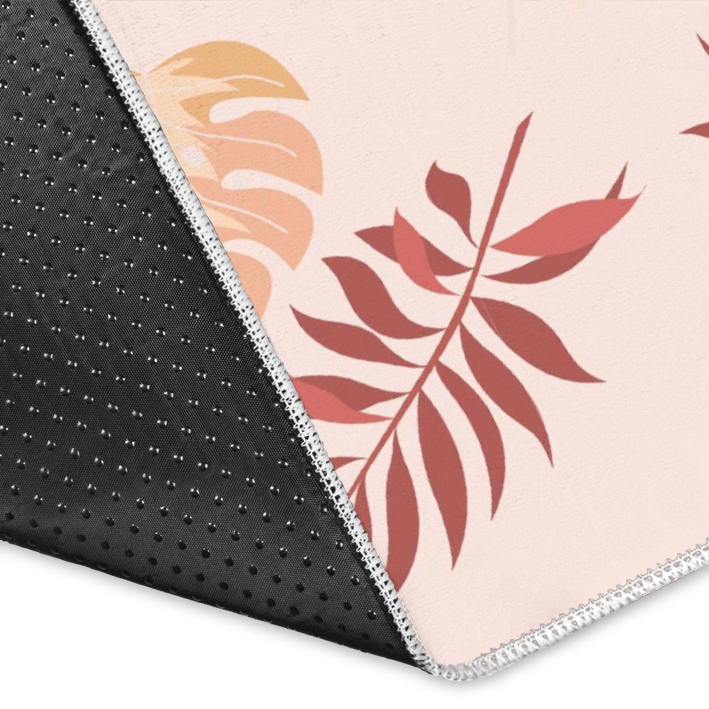 Pink Camel Leaves Pattern Area Rug