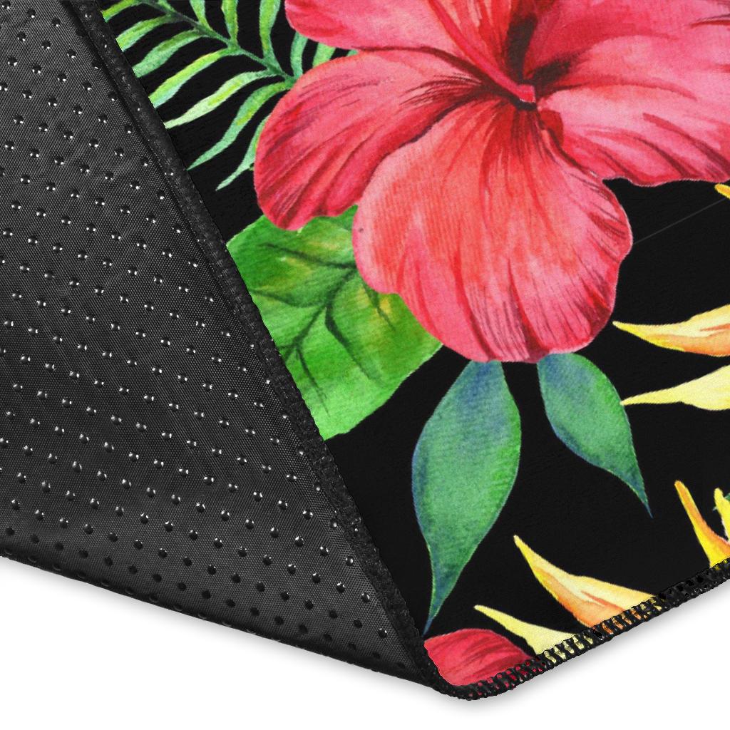 Red Hibiscus Pattern Print Design HB07 Area Rugs