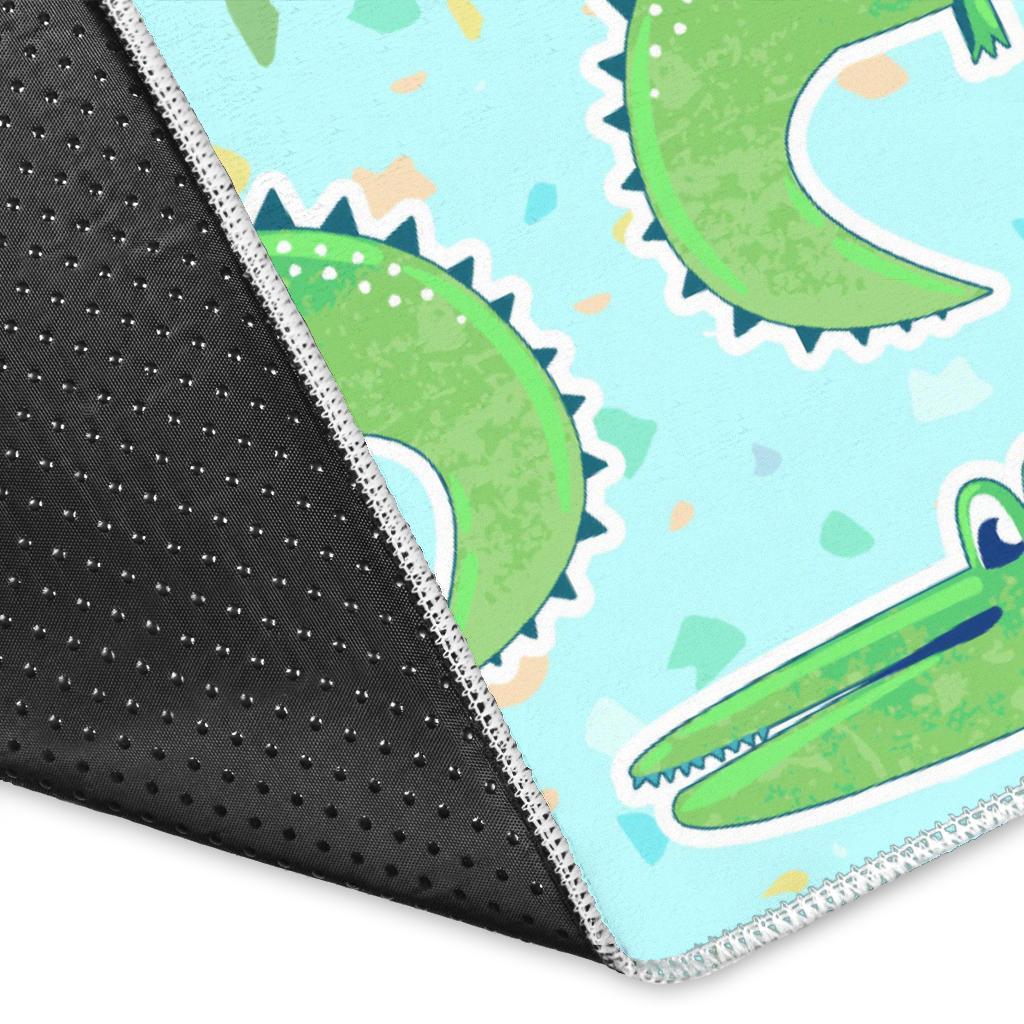 Crocodile Pattern Blue background Area Rug