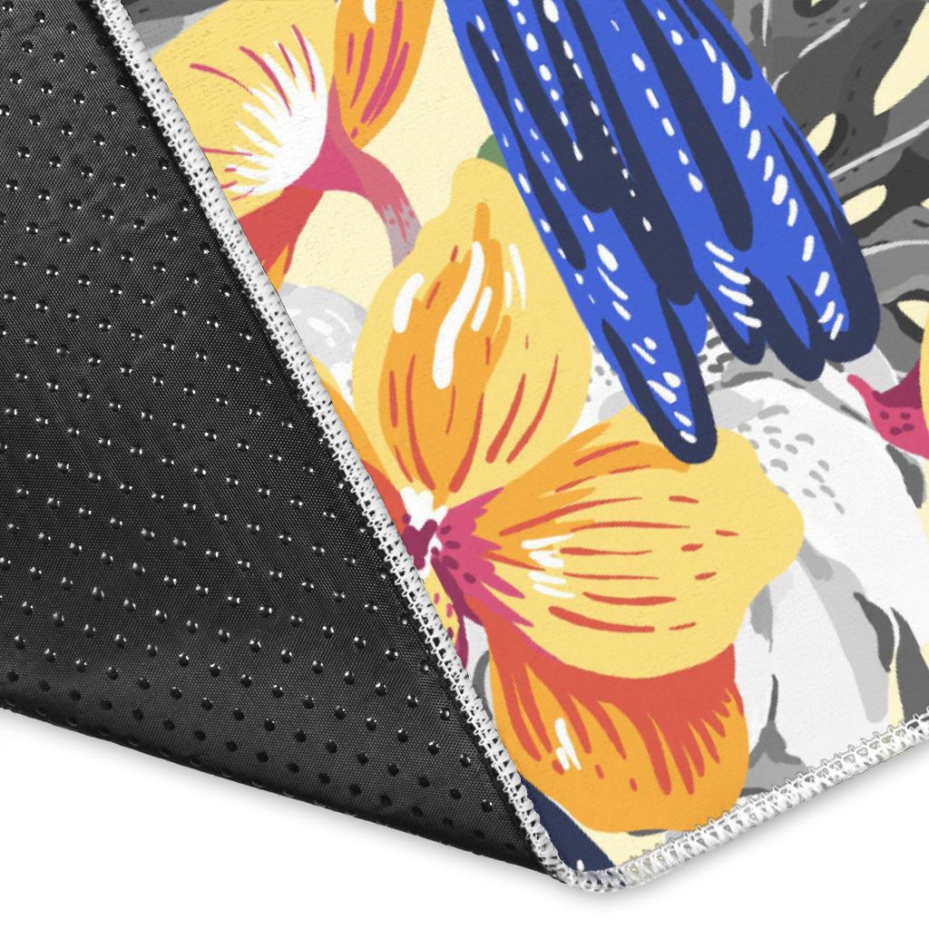 Toucan Leaves Flower Pattern Area Rug