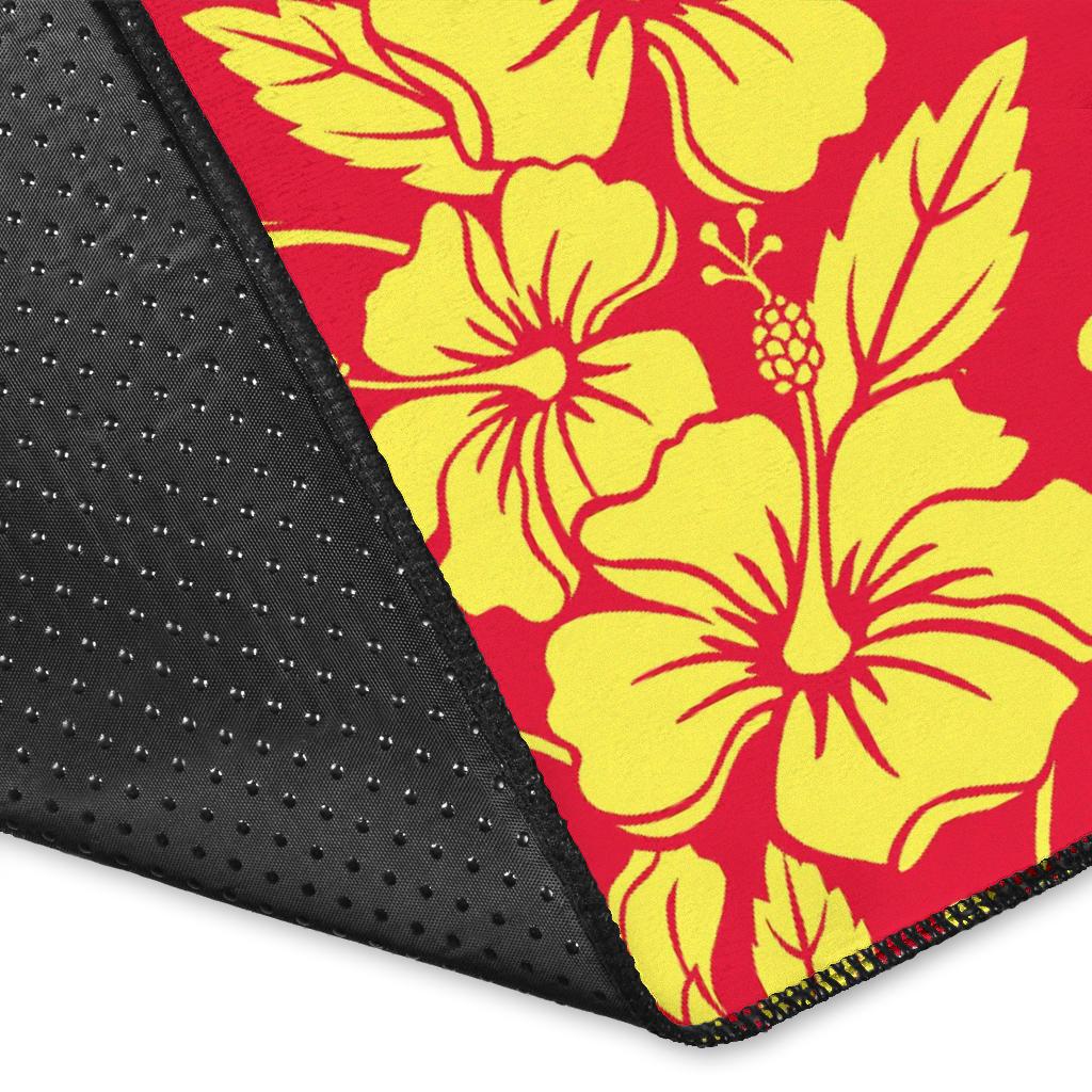 Orange Hibiscus Pattern Print Design HB018 Area Rugs