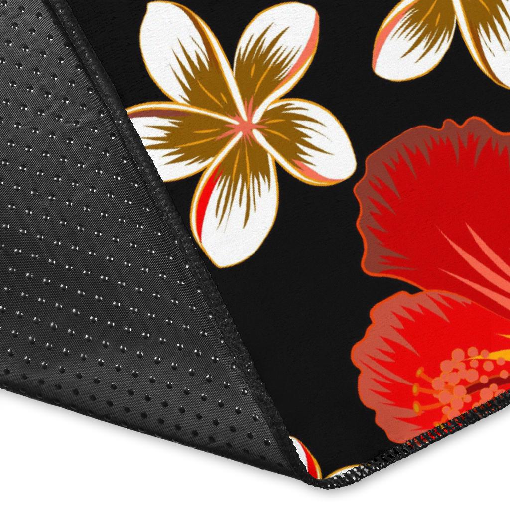 Red Hibiscus Pattern Print Design HB022 Area Rugs