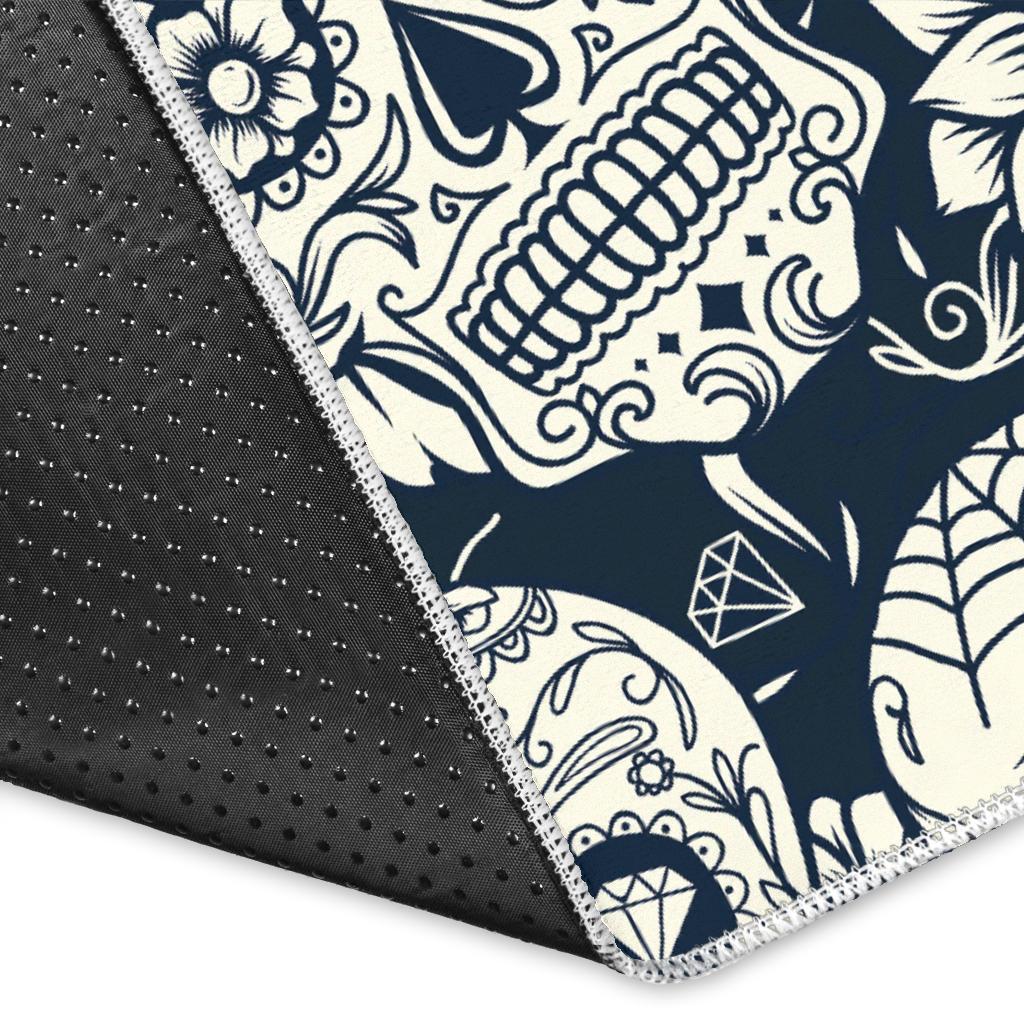Sugar skull black white pattern Area Rug
