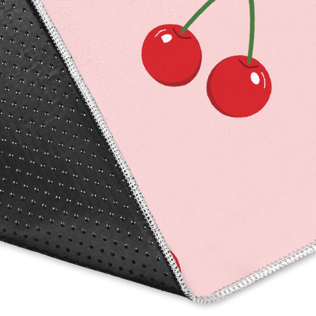 cherry pattern pink background Area Rug