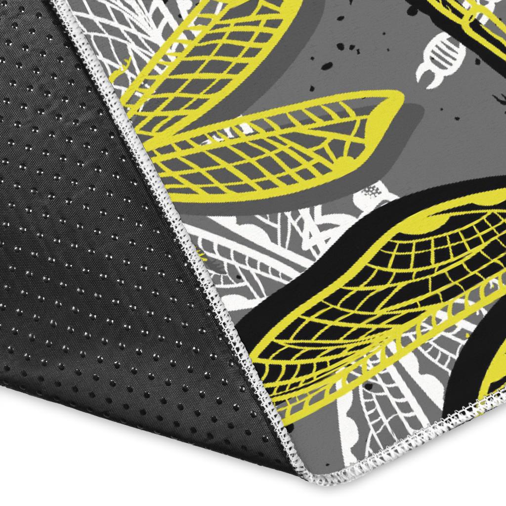 Hand drawn dragonfly pattern Area Rug