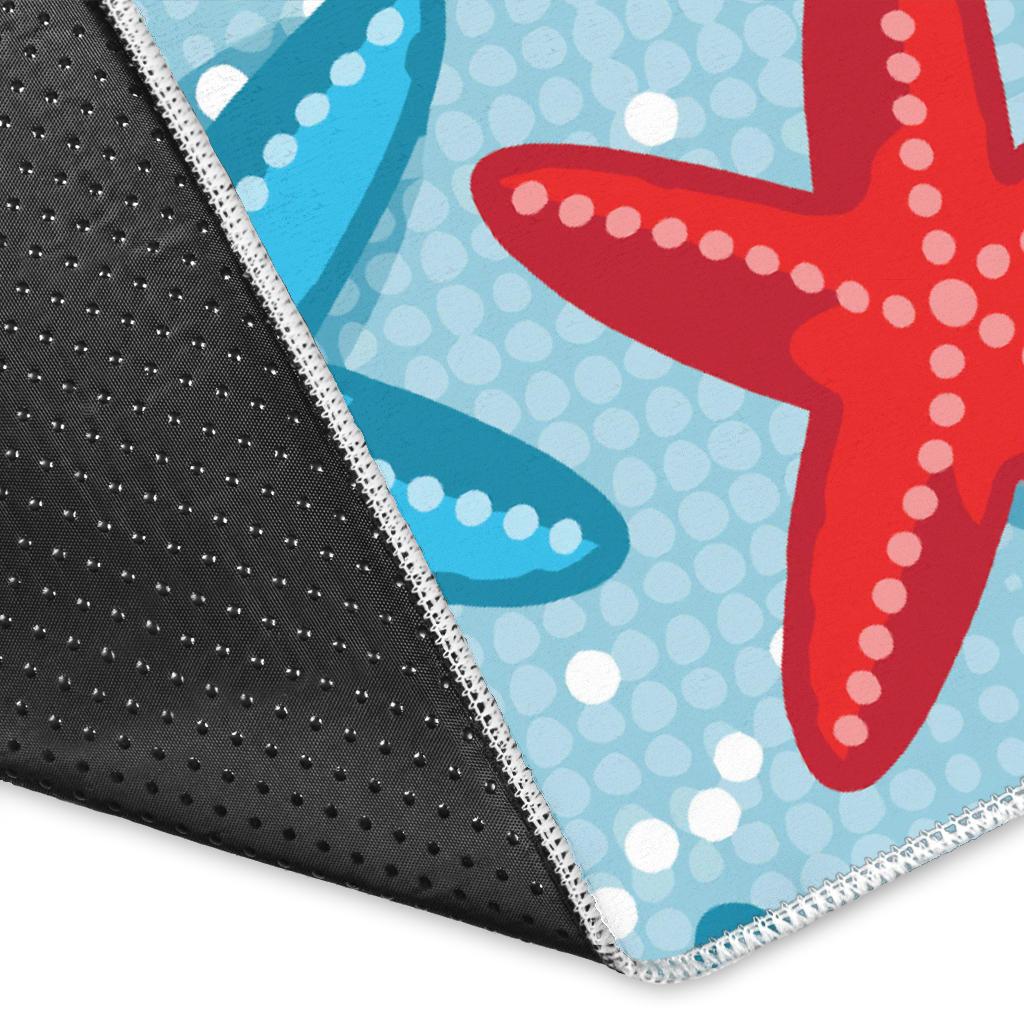 Blue red orange starfish pattern Area Rug
