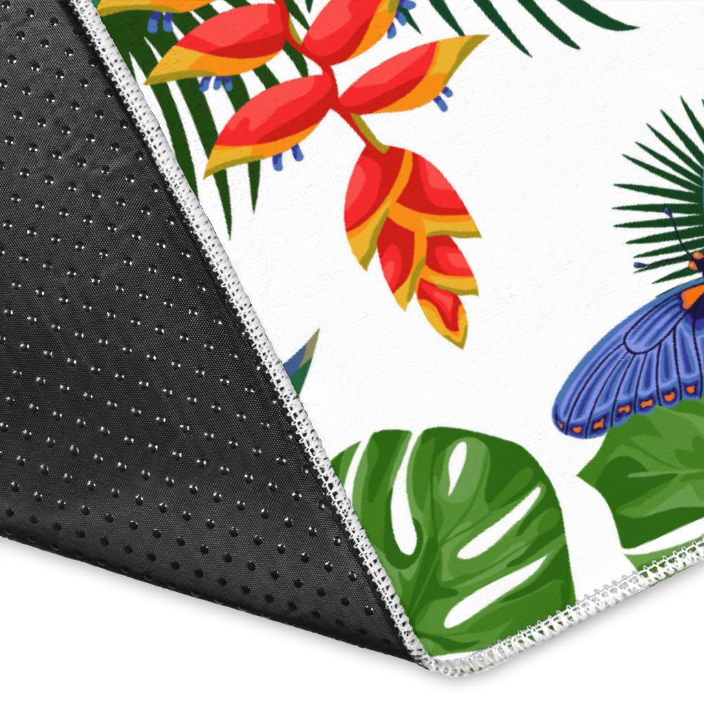 Heliconia Butterfly Leaves Pattern Area Rug