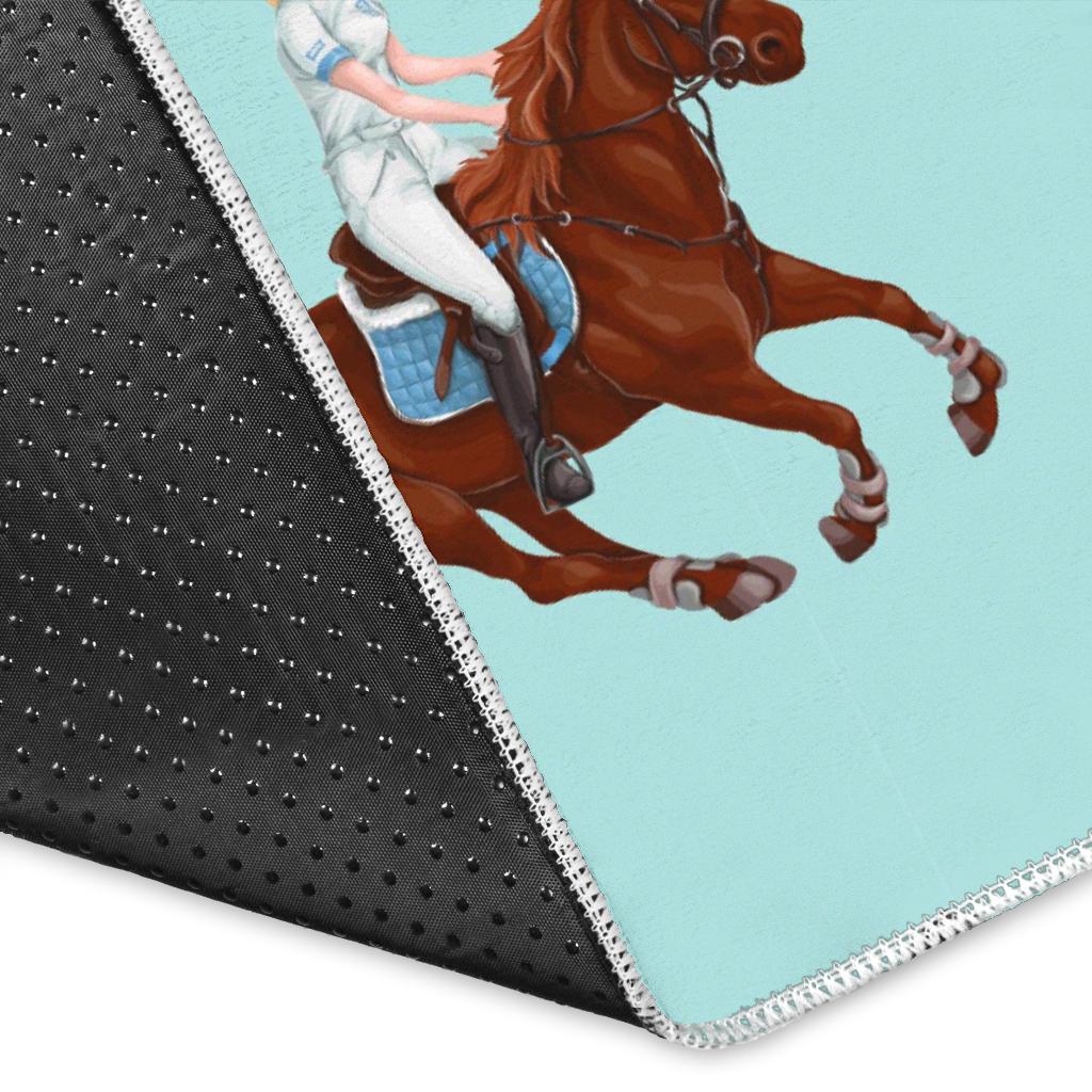 Horses running horses rider pattern Area Rug