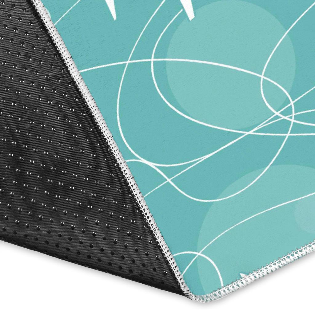 Airplane Cloud Pattern Green Background Area Rug