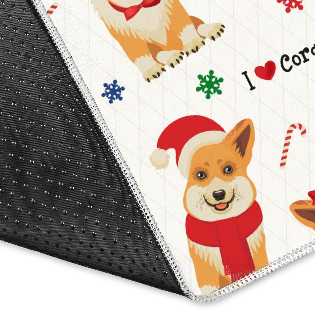 Christmas Corgi Pattern Background Area Rug
