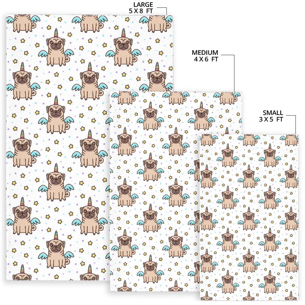 Unicorn Pug Pattern Area Rug