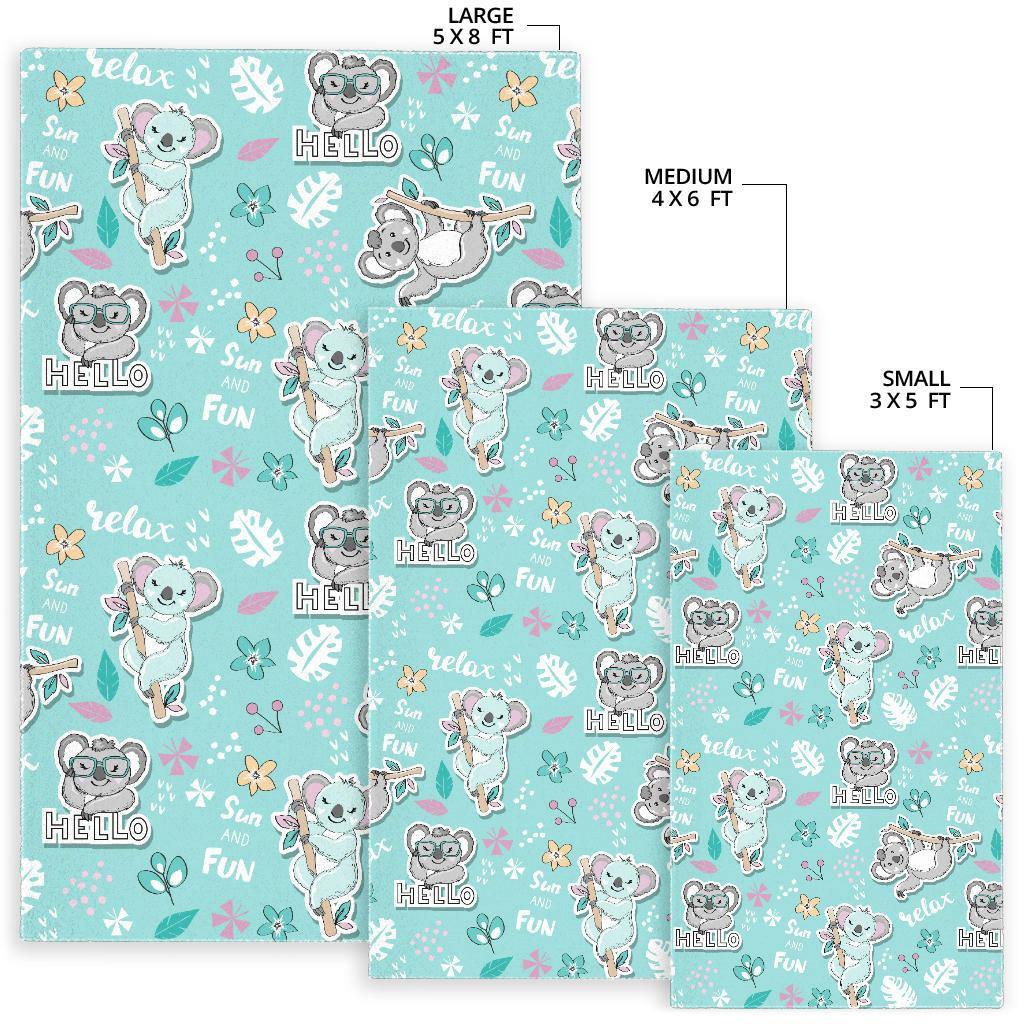 Cute koalas blue background pattern Area Rug