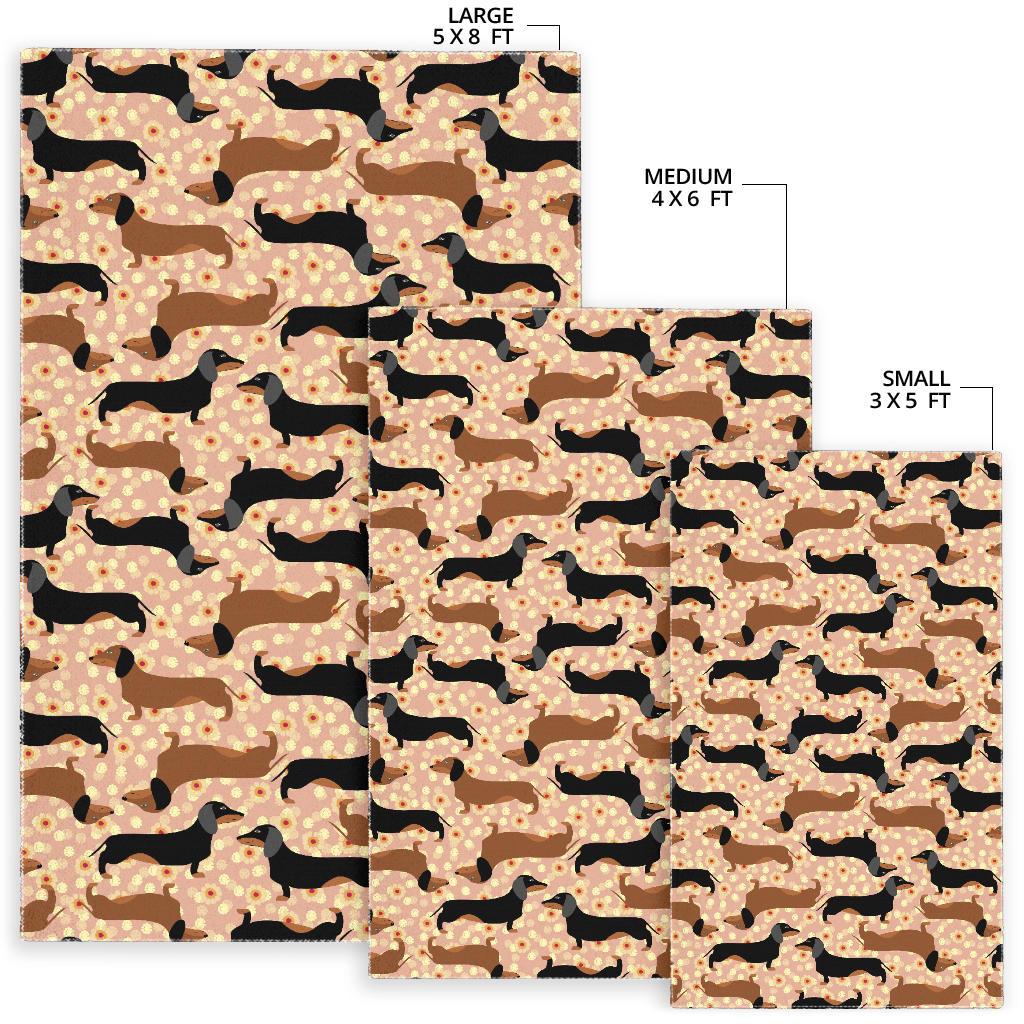 Dachshund floral background Area Rug
