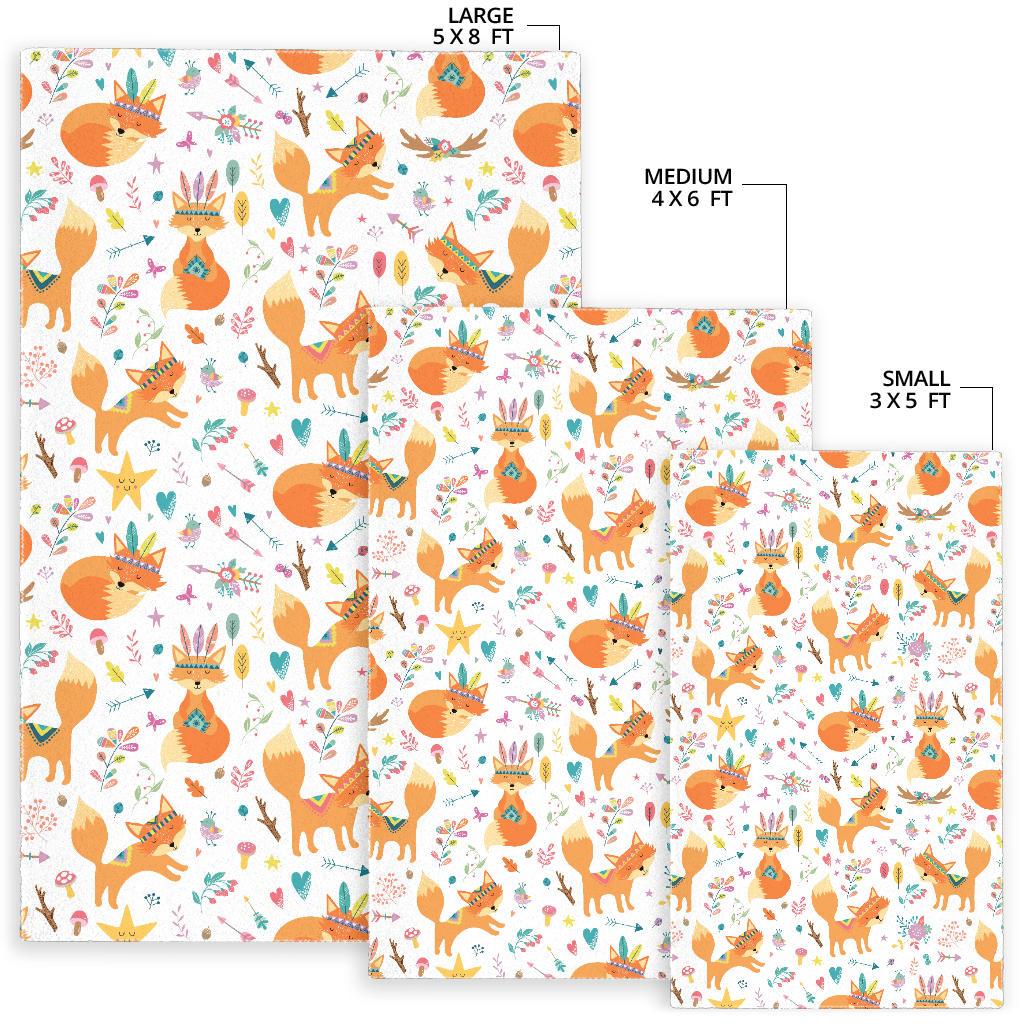 cute tribal fox pattern Area Rug