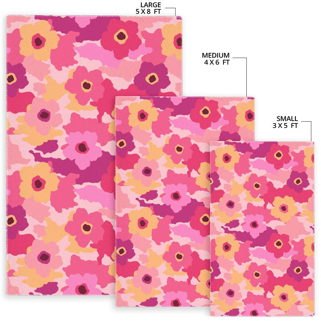 Pink Camo Camouflage Flower Pattern Area Rug