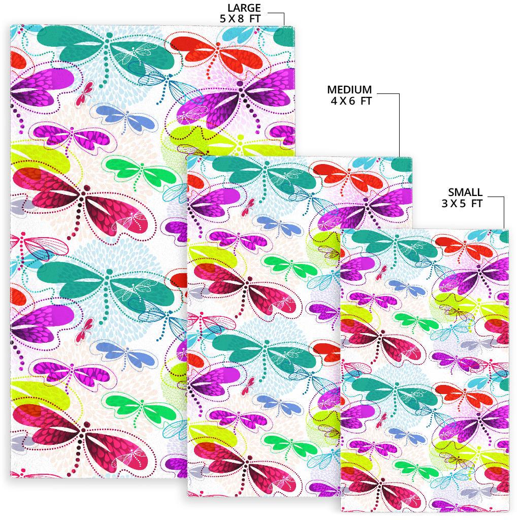 Colorful Dragonfly Pattern Area Rug