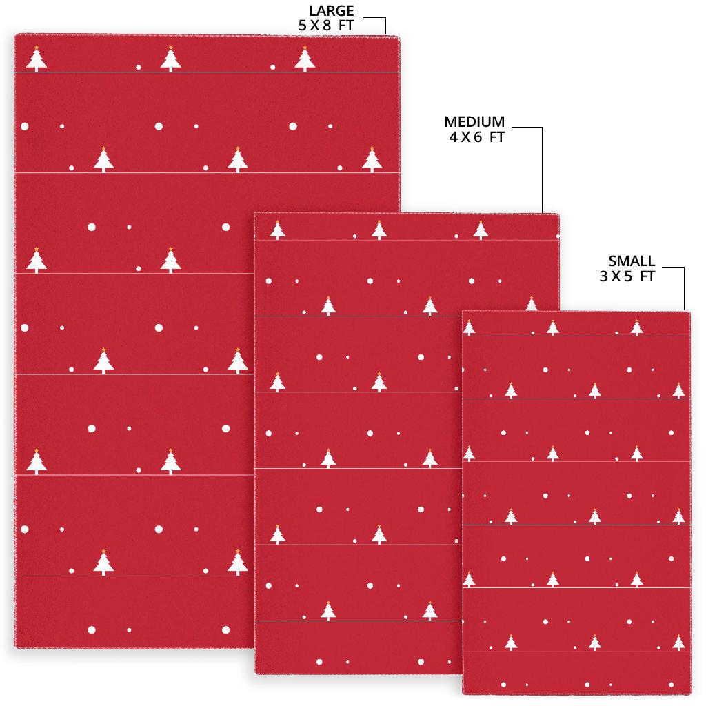 Christmas tree star snow red background Area Rug