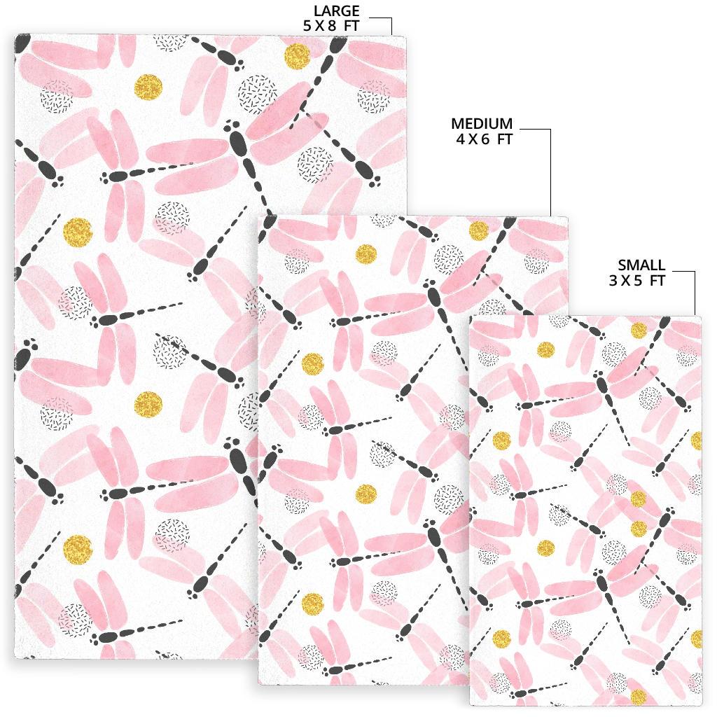 Pink Dragonfly Pattern Area Rug