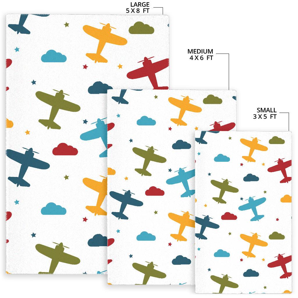 Airplane star cloud colorful Area Rug