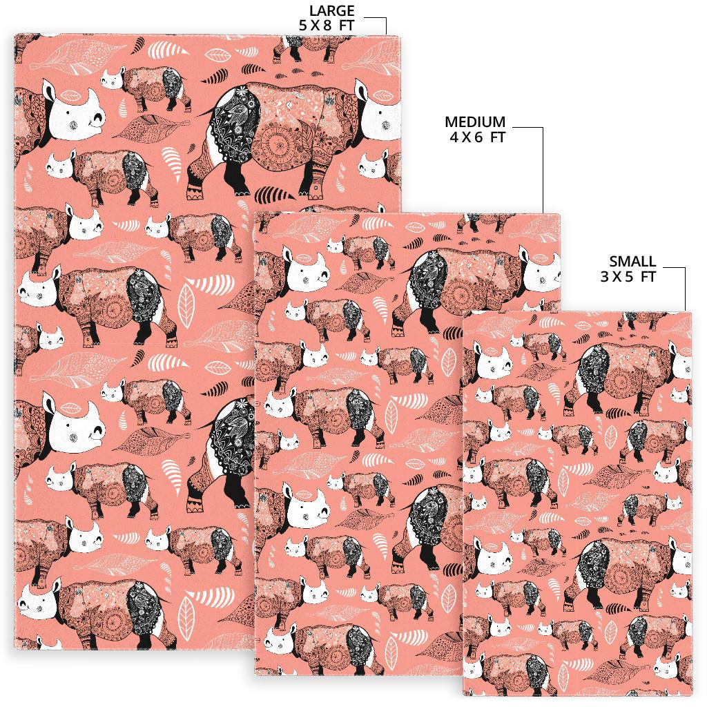 Rhino Tribal Pattern Area Rug