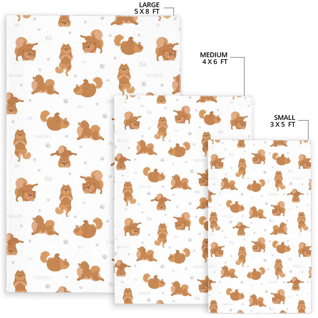 Pomeranian Yoga Pattern Area Rug