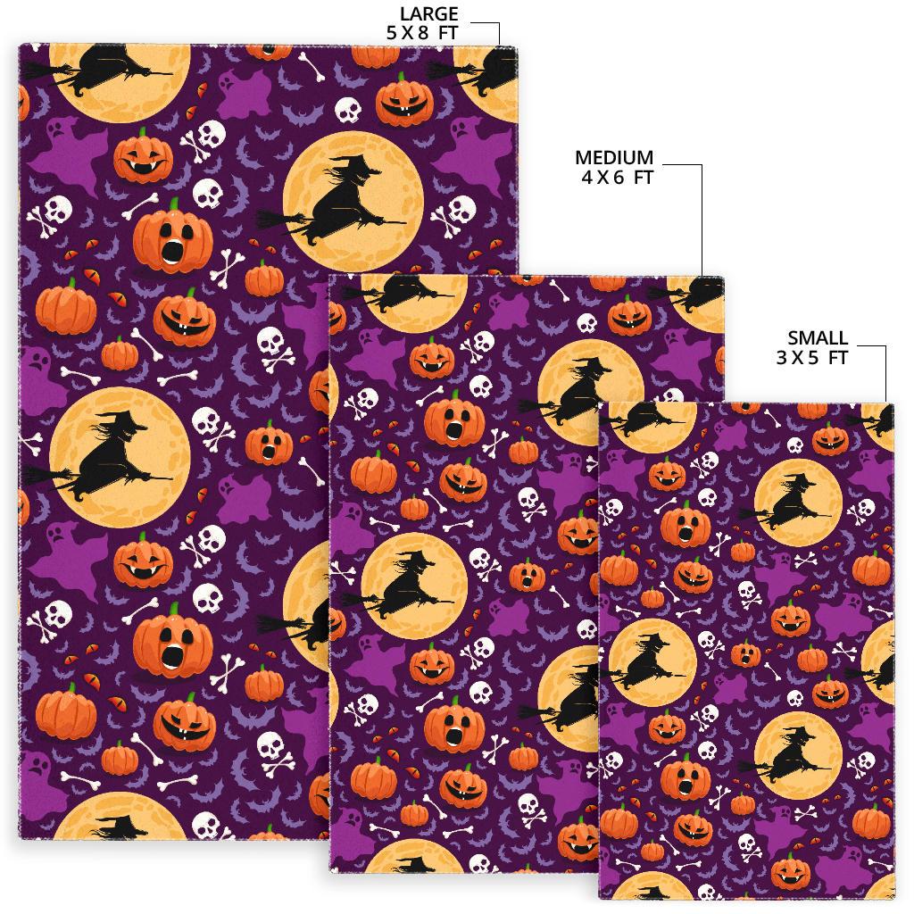 Halloween Pumpkin Witch Pattern Area Rug