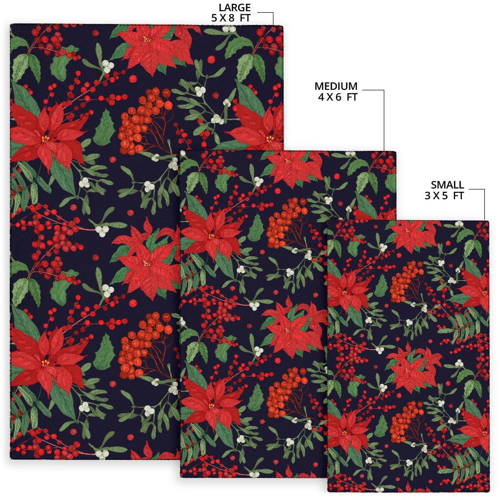 Poinsettia Pattern Print Design POT02 Area Rugs