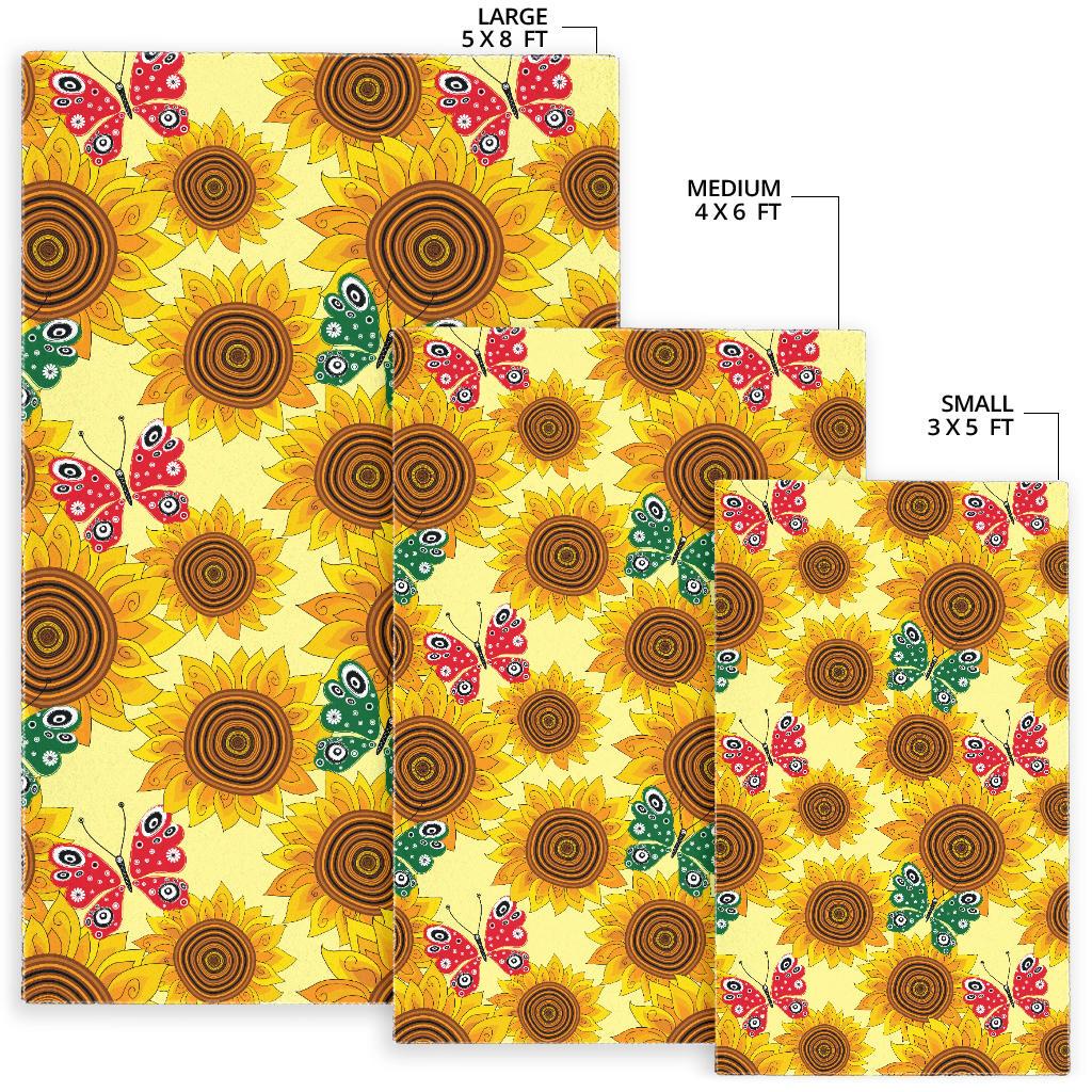 Sunflower Butterfly Pattern Area Rug