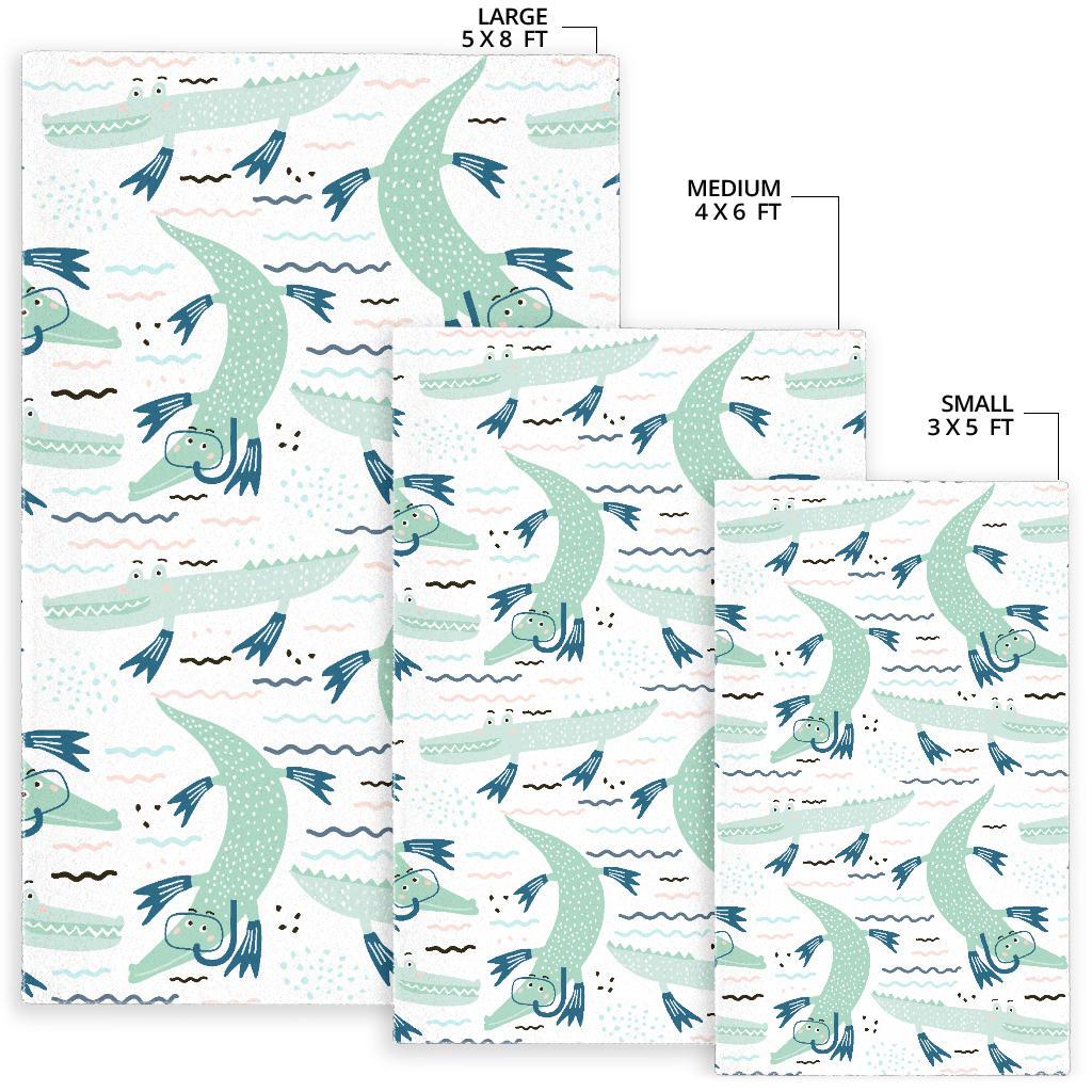 Crocodile diver pattern Area Rug