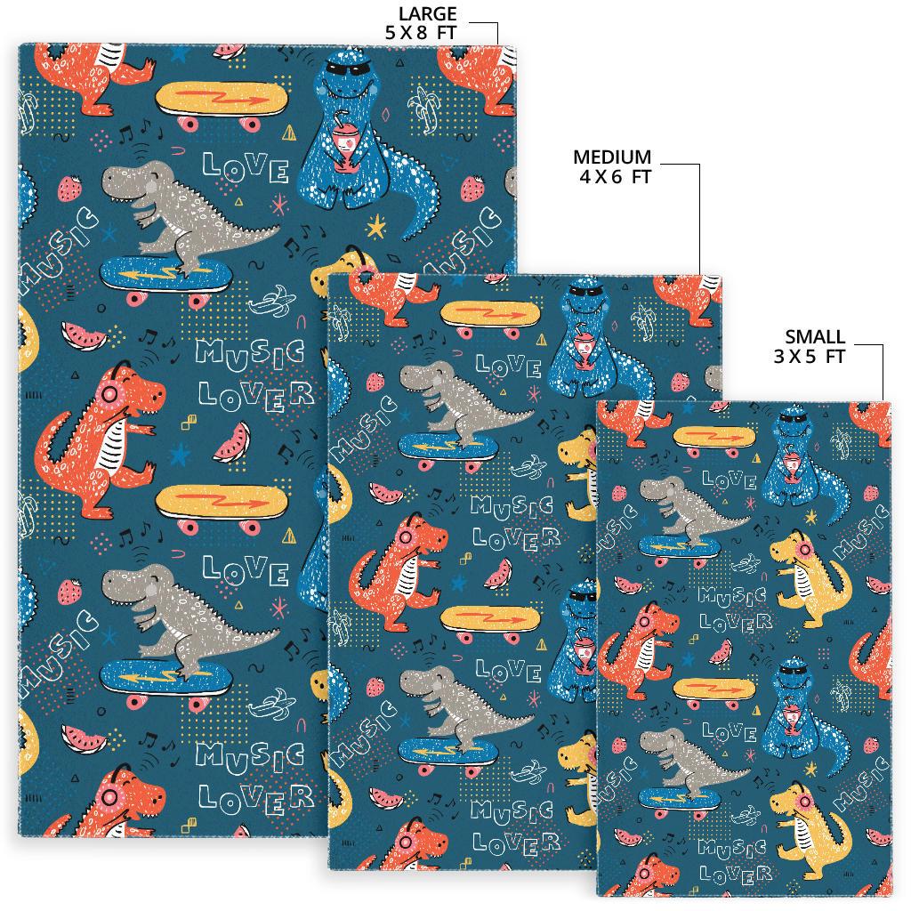 Dinosaur Music Skating Pattern Area Rug