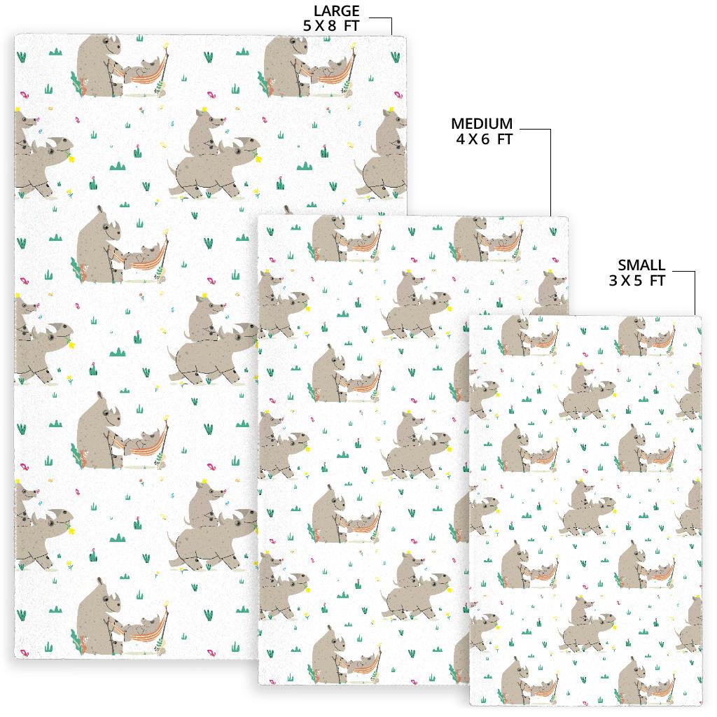 Cute Rhino pattern background Area Rug